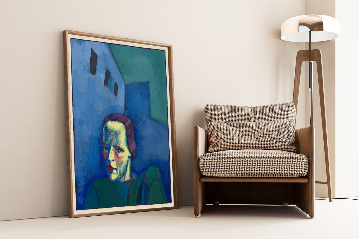 Karl Wiener — Untitled (Female Portrait Before a Blue House) | Expressionist Art Print