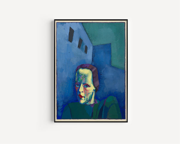 Karl Wiener — Untitled (Female Portrait Before a Blue House) | Expressionist Art Print