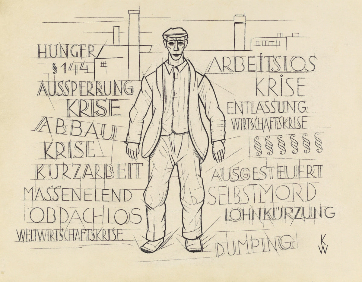 Karl Wiener — Untitled (Hunger, World Economic Crisis, Unemployed) | Typographic Art Print