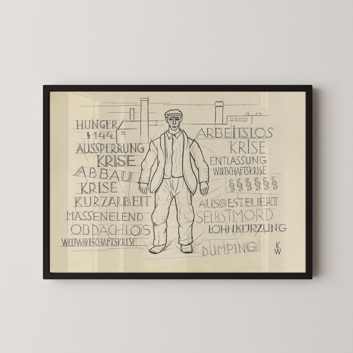 Karl Wiener — Untitled (Hunger, World Economic Crisis, Unemployed) | Typographic Art Print
