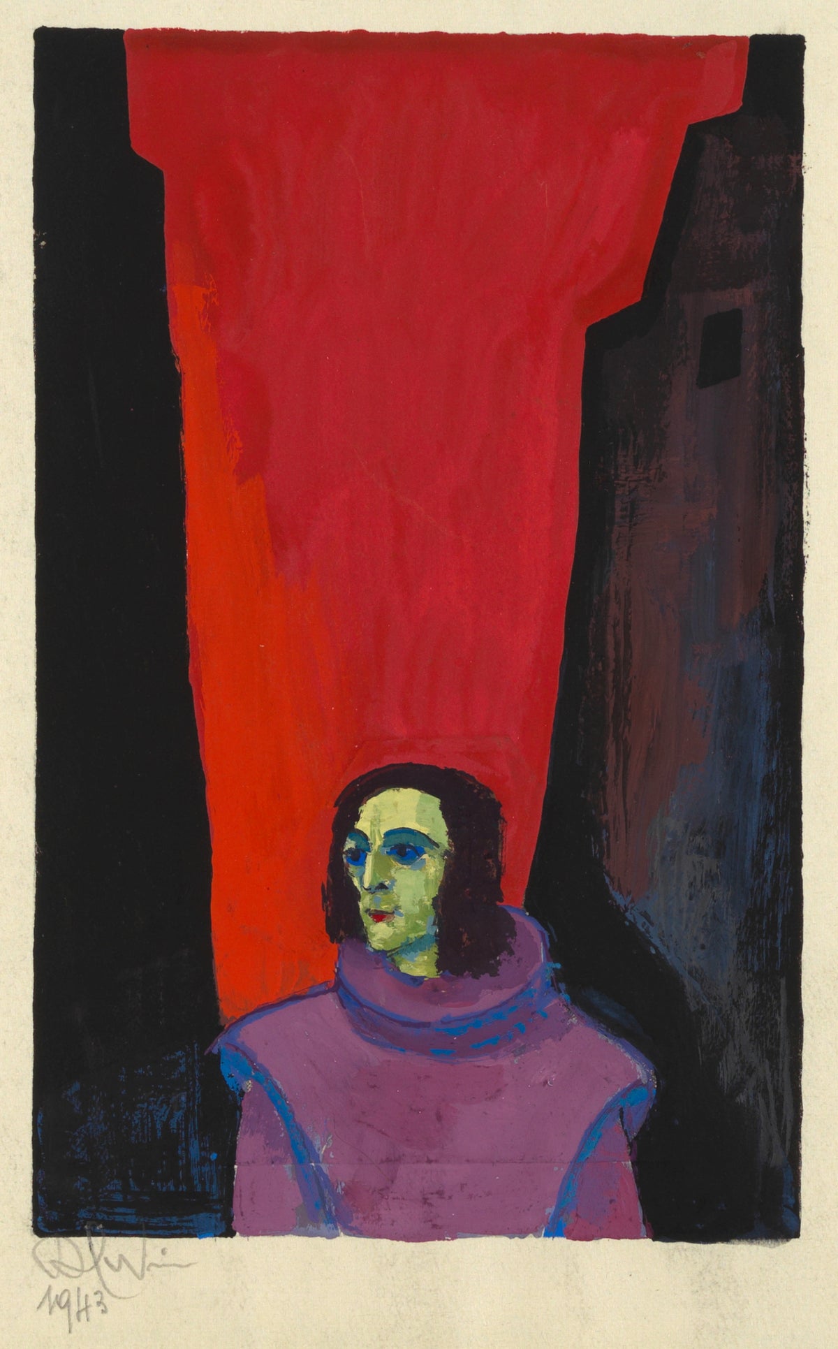 Karl Wiener — Untitled II (Figure in a Mauve Roll-Neck) | Expressionist Art Print