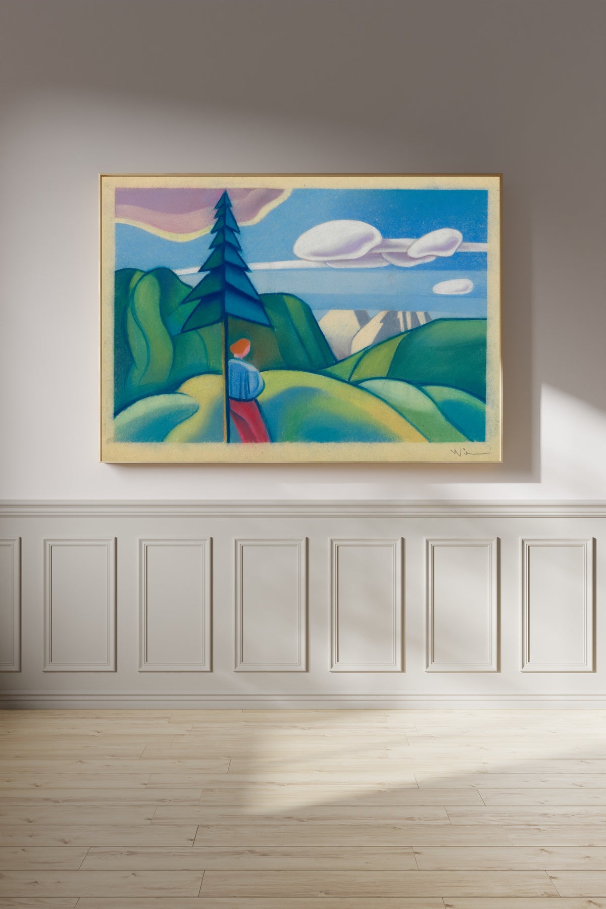 Karl Wiener — Untitled IV (Figure beside a Fir Tree) | Modernist Landscape Print