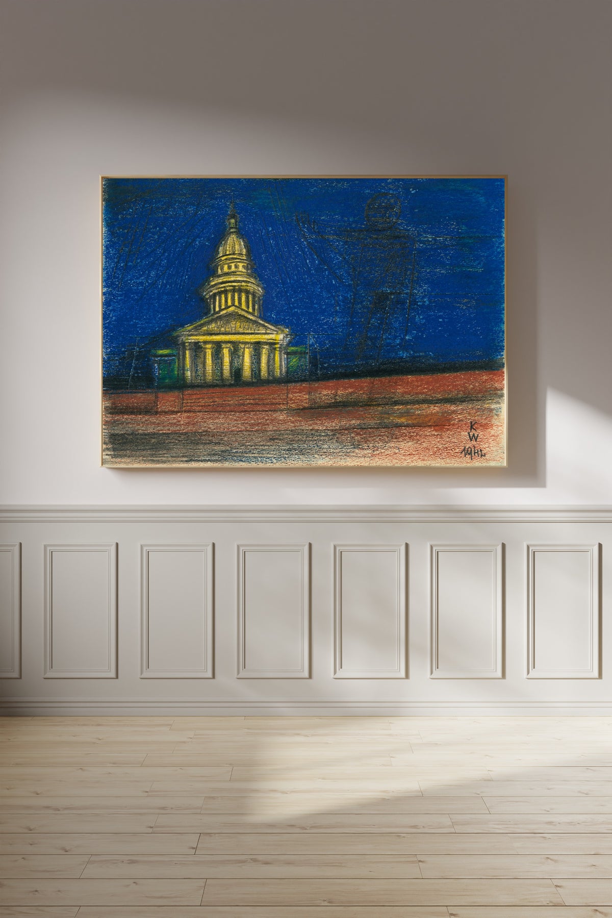 Karl Wiener — Untitled IX (Domed Building and Outlined Giant) | Surreal Art Print