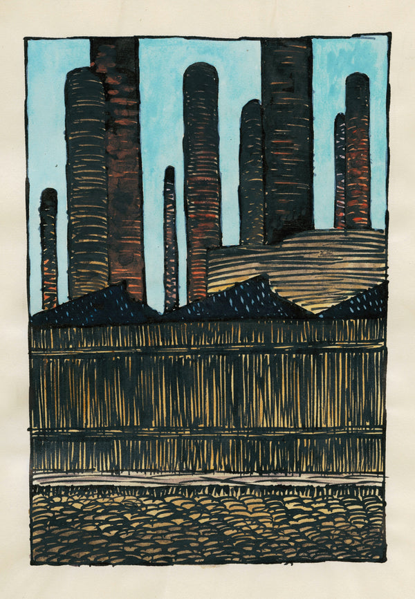 Karl Wiener — Untitled (Industrial Towers) | Expressionist Art Print