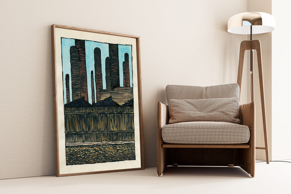 Karl Wiener — Untitled (Industrial Towers) | Expressionist Art Print