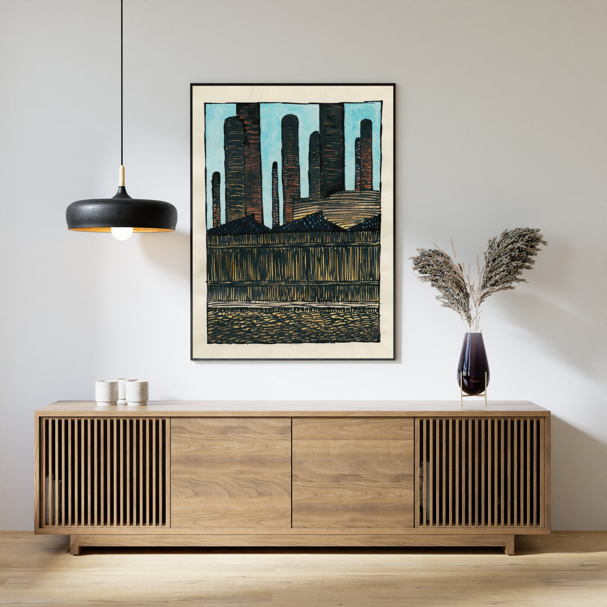 Karl Wiener — Untitled (Industrial Towers) | Expressionist Art Print