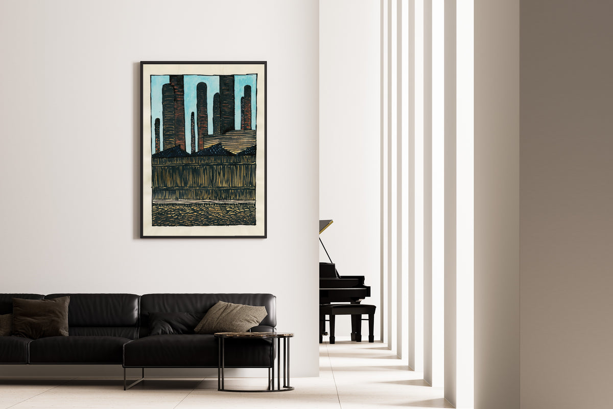 Karl Wiener — Untitled (Industrial Towers) | Expressionist Art Print