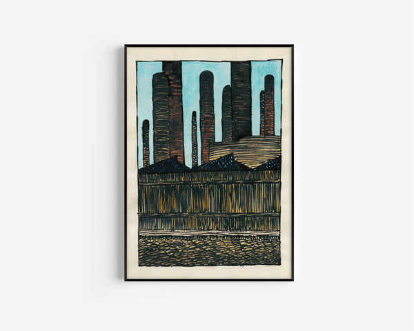 Karl Wiener — Untitled (Industrial Towers) | Expressionist Art Print