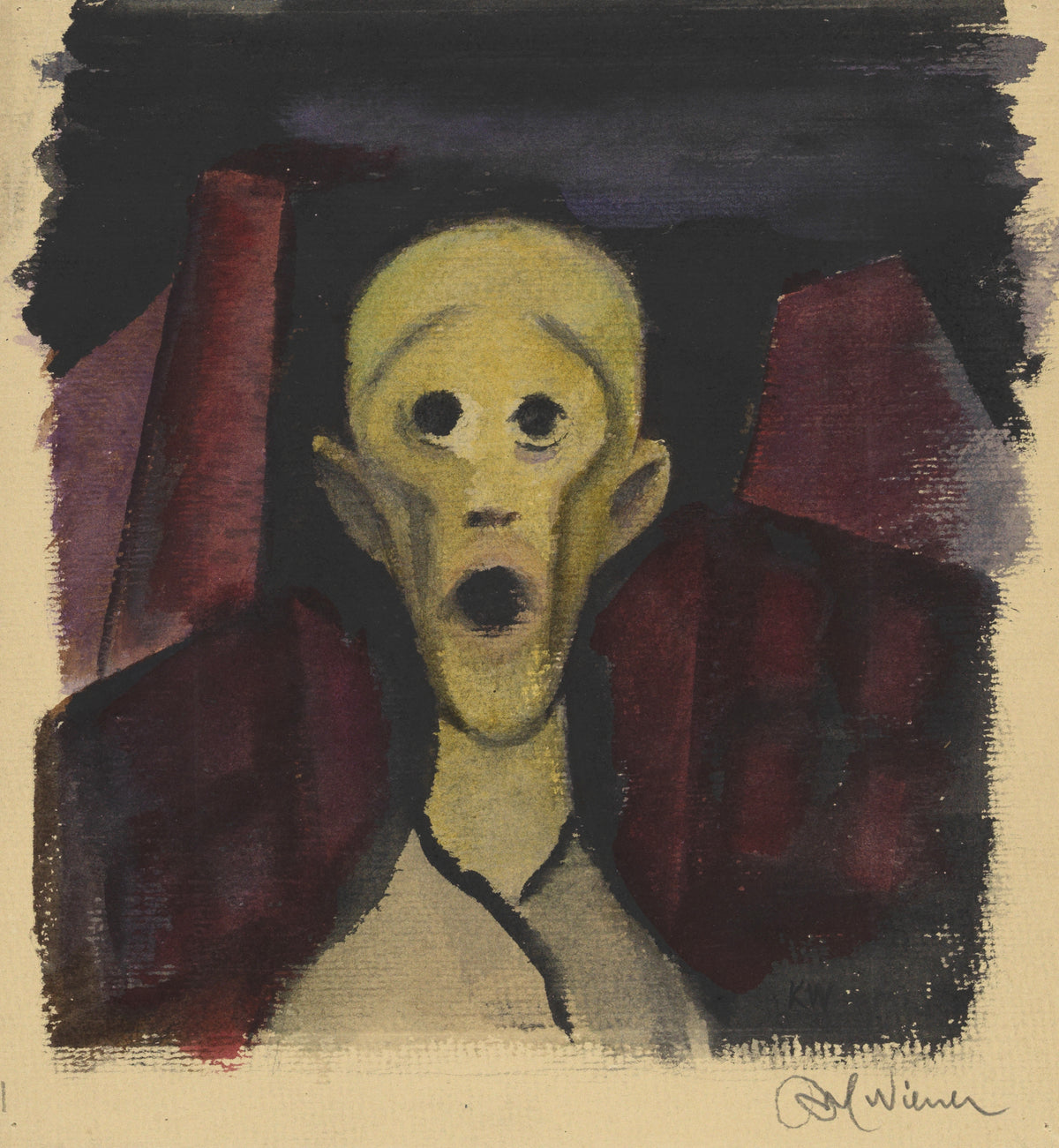 Karl Wiener — Untitled (Open-Mouthed Head) | Expressionist Art Print