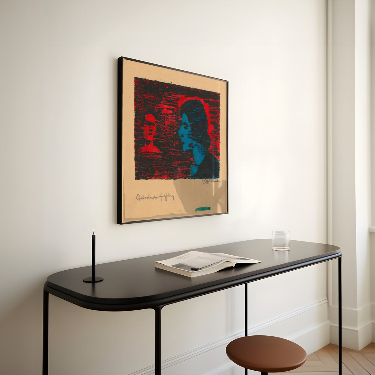 Karl Wiener — Untitled (Portrait of a Woman in Blue Profile) | Expressionist Art Print