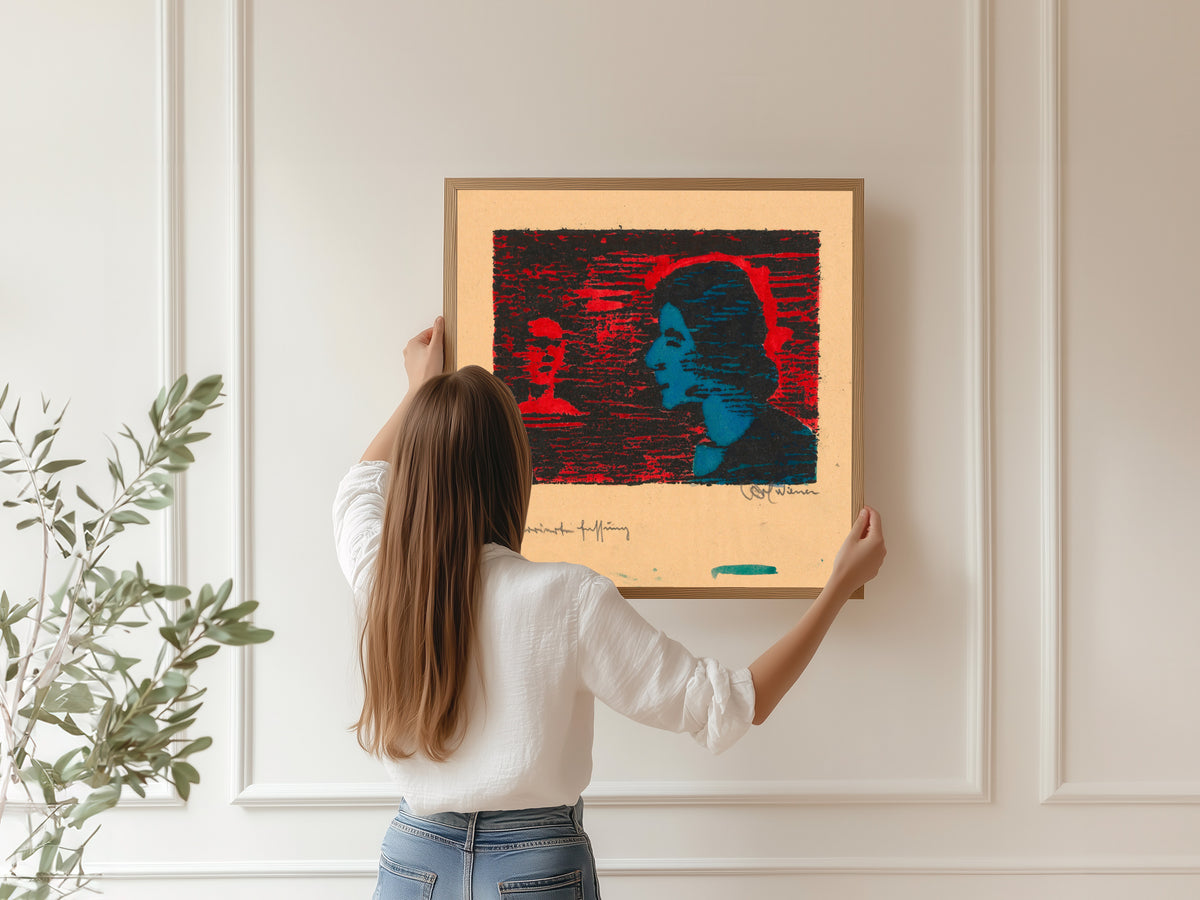 Karl Wiener — Untitled (Portrait of a Woman in Blue Profile) | Expressionist Art Print