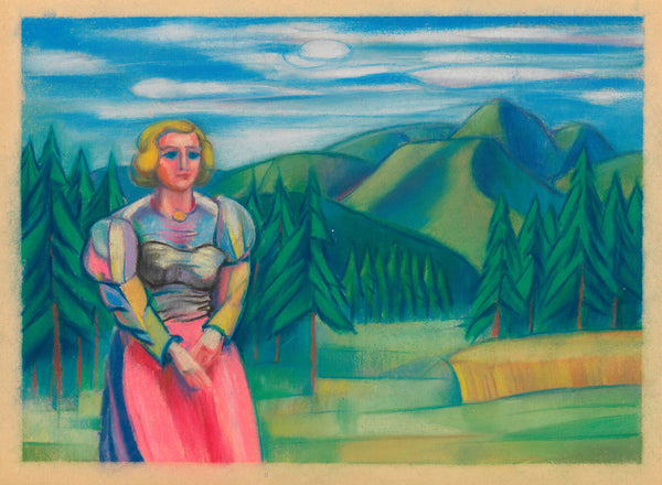 Karl Wiener — Untitled V (Woman before a Pine Forest) | Expressionist Art Print