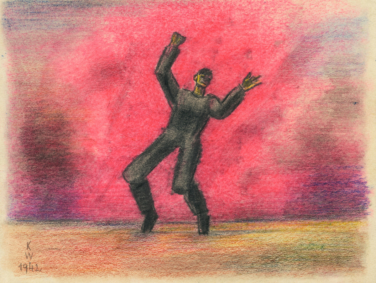Karl Wiener — Untitled VIII (Figure with Raised Arms) | Expressionist Art Print