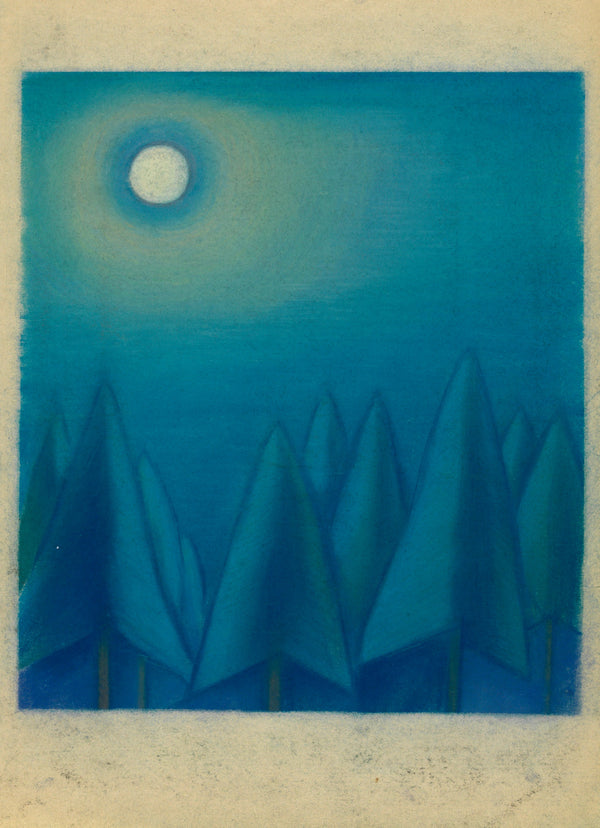 Karl Wiener — Untitled VIII (Moon over Pointed Trees) | Modernist Landscape Print