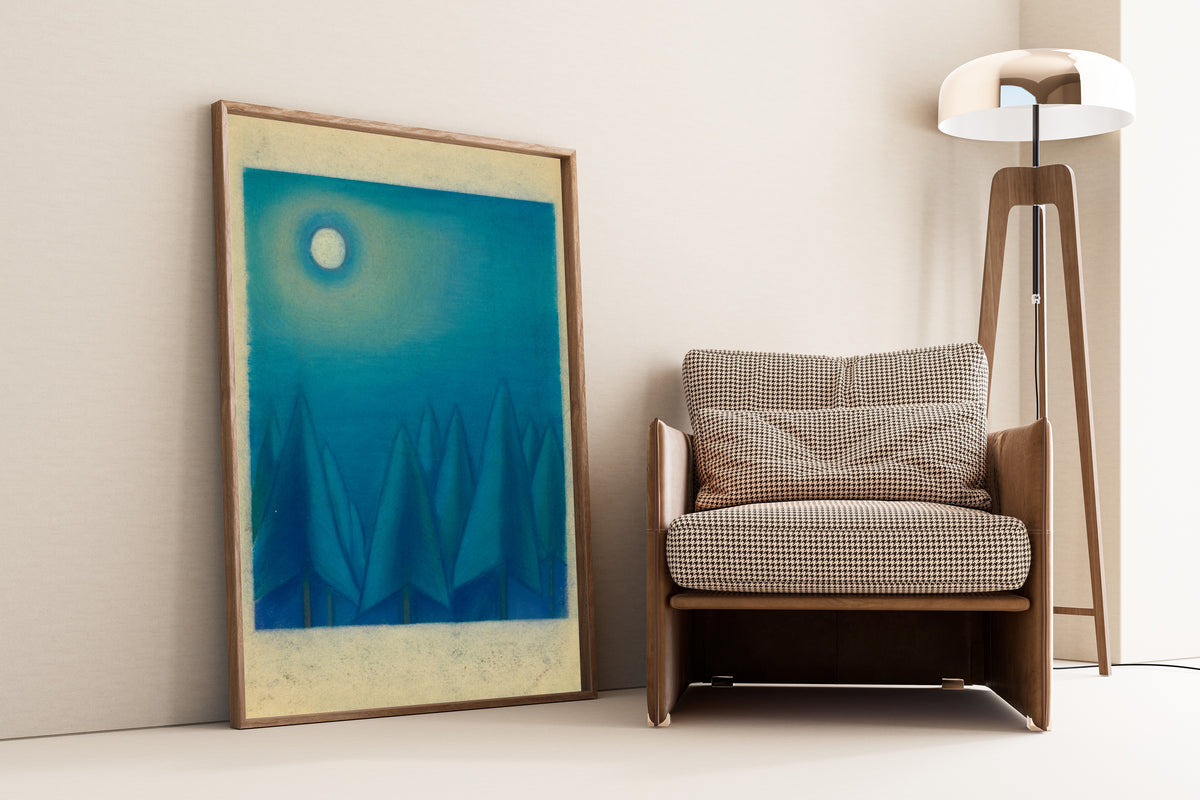 Karl Wiener — Untitled VIII (Moon over Pointed Trees) | Modernist Landscape Print