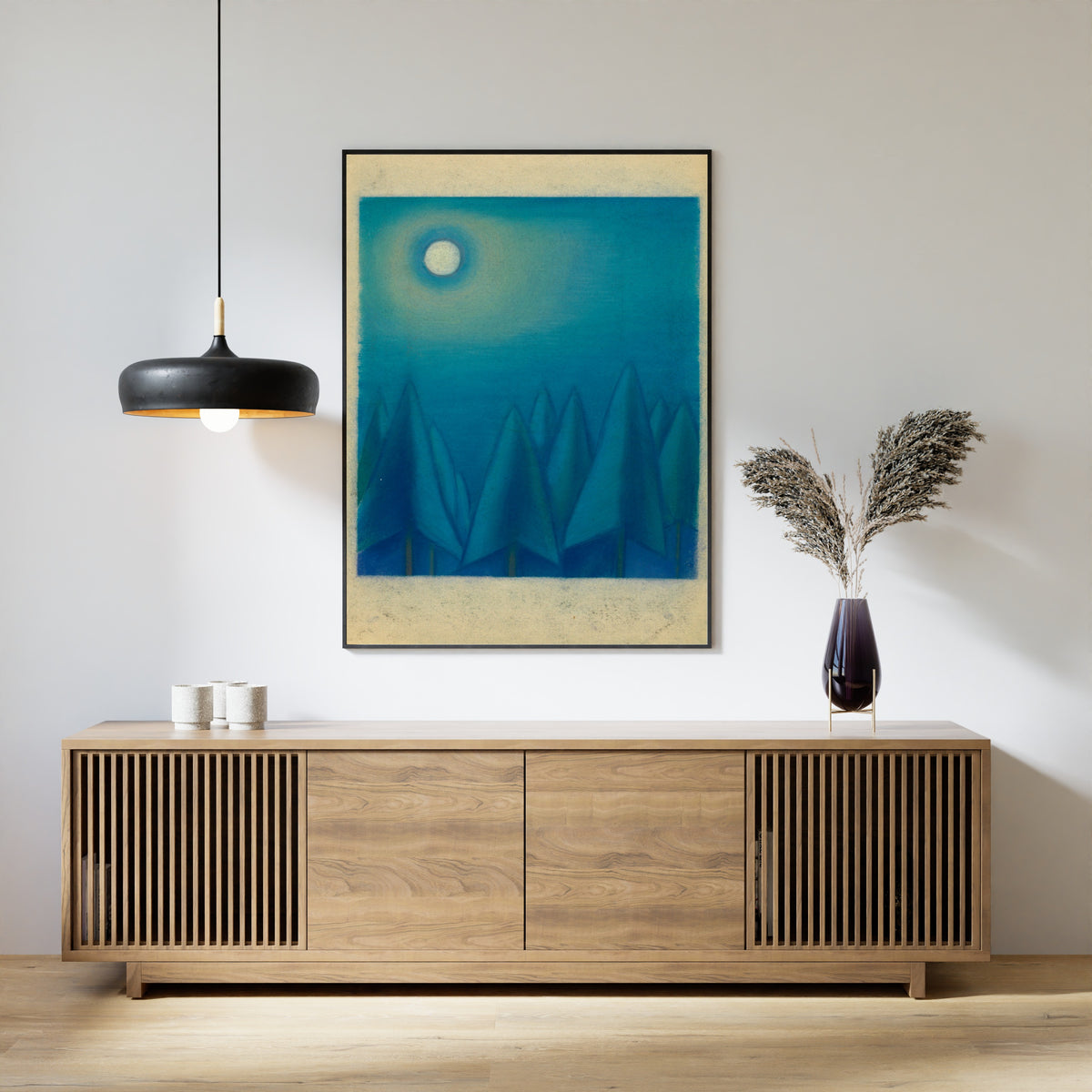 Karl Wiener — Untitled VIII (Moon over Pointed Trees) | Modernist Landscape Print