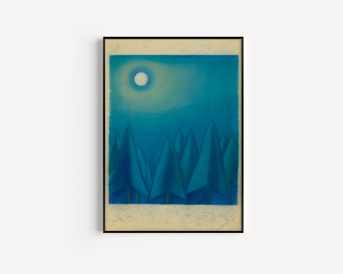 Karl Wiener — Untitled VIII (Moon over Pointed Trees) | Modernist Landscape Print