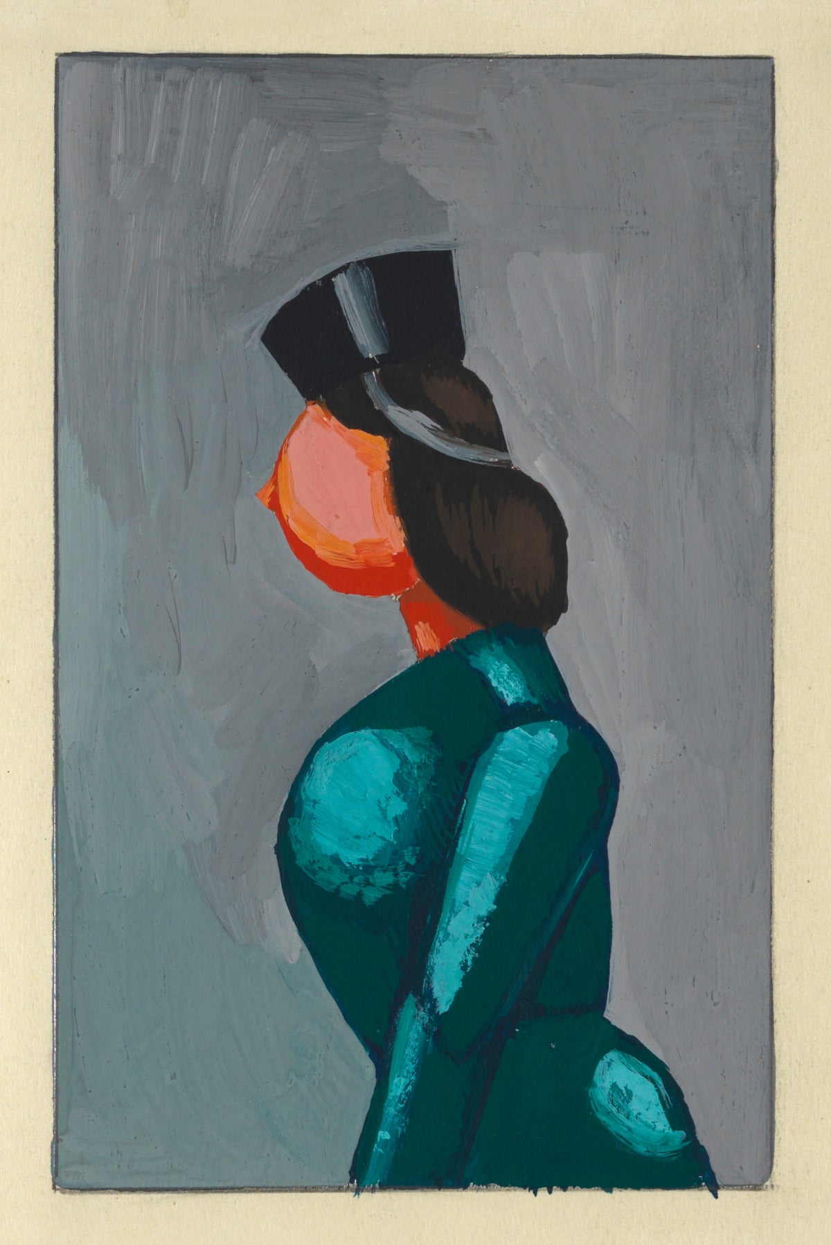 Karl Wiener — Untitled (Woman in a Green Dress with a Black Cap) | Expressionist Art Print