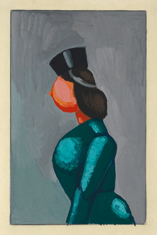 Karl Wiener — Untitled (Woman in a Green Dress with a Black Cap) | Expressionist Art Print