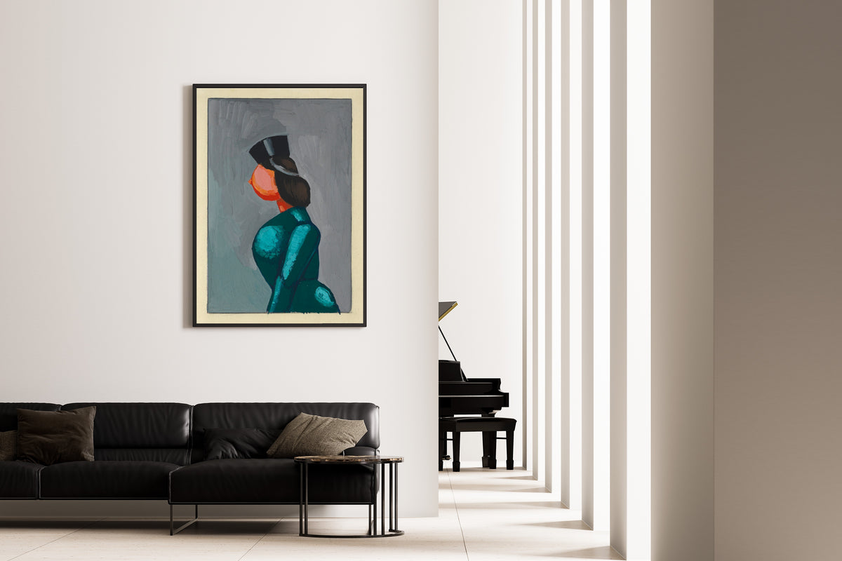 Karl Wiener — Untitled (Woman in a Green Dress with a Black Cap) | Expressionist Art Print