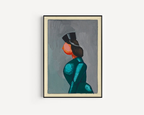 Karl Wiener — Untitled (Woman in a Green Dress with a Black Cap) | Expressionist Art Print