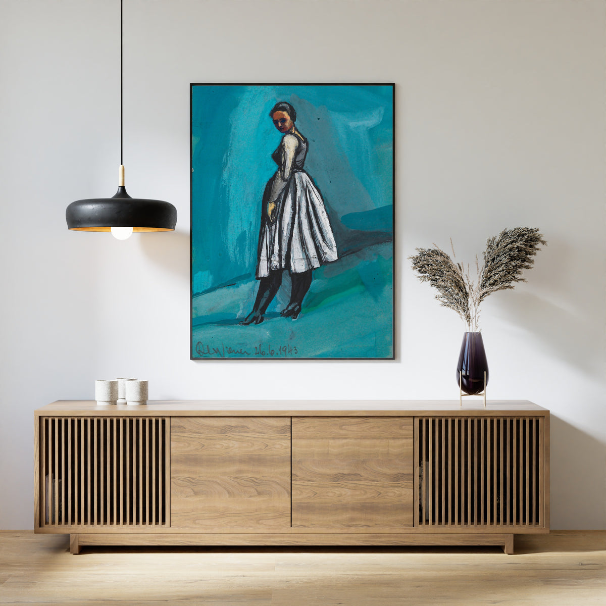 Karl Wiener — Untitled (Woman in a White and Black Dress) | Expressionist Art Print