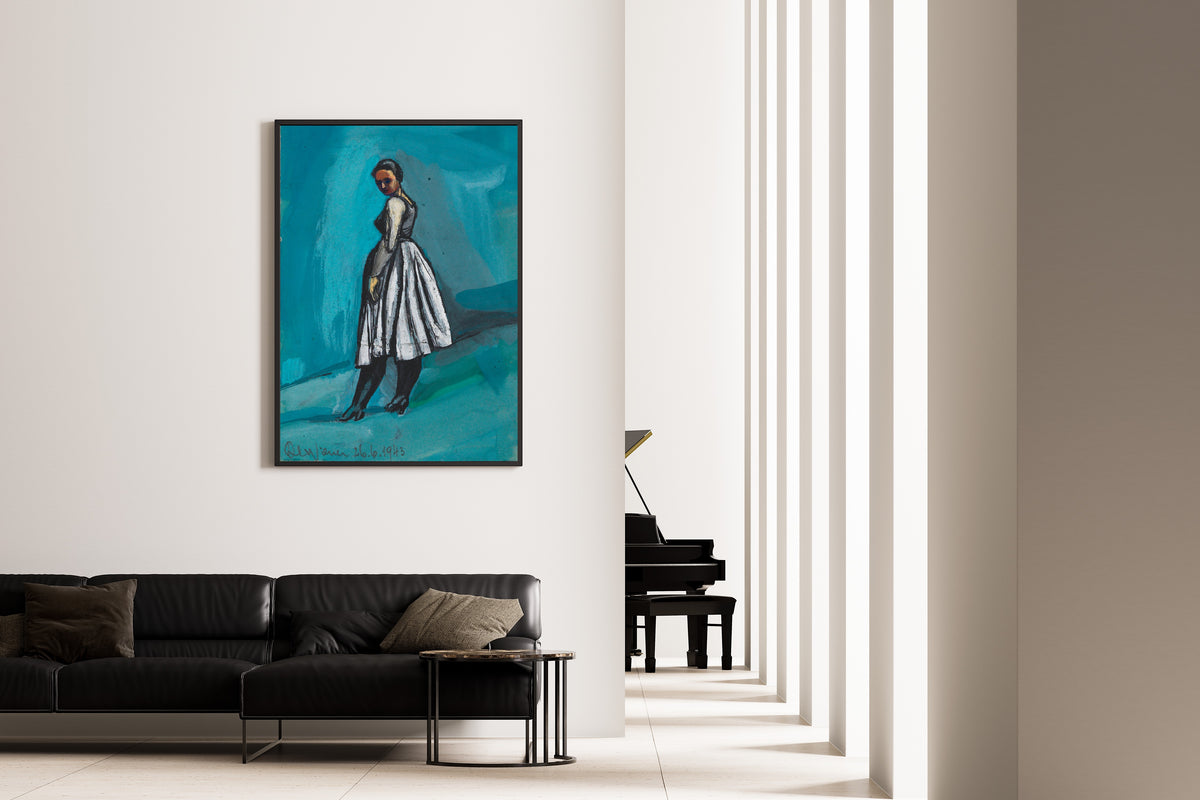Karl Wiener — Untitled (Woman in a White and Black Dress) | Expressionist Art Print