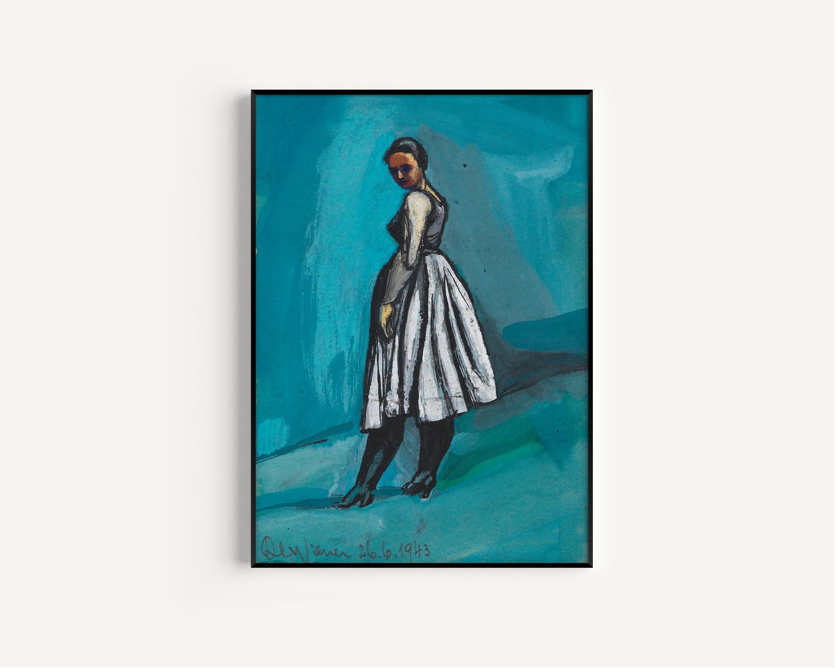 Karl Wiener — Untitled (Woman in a White and Black Dress) | Expressionist Art Print