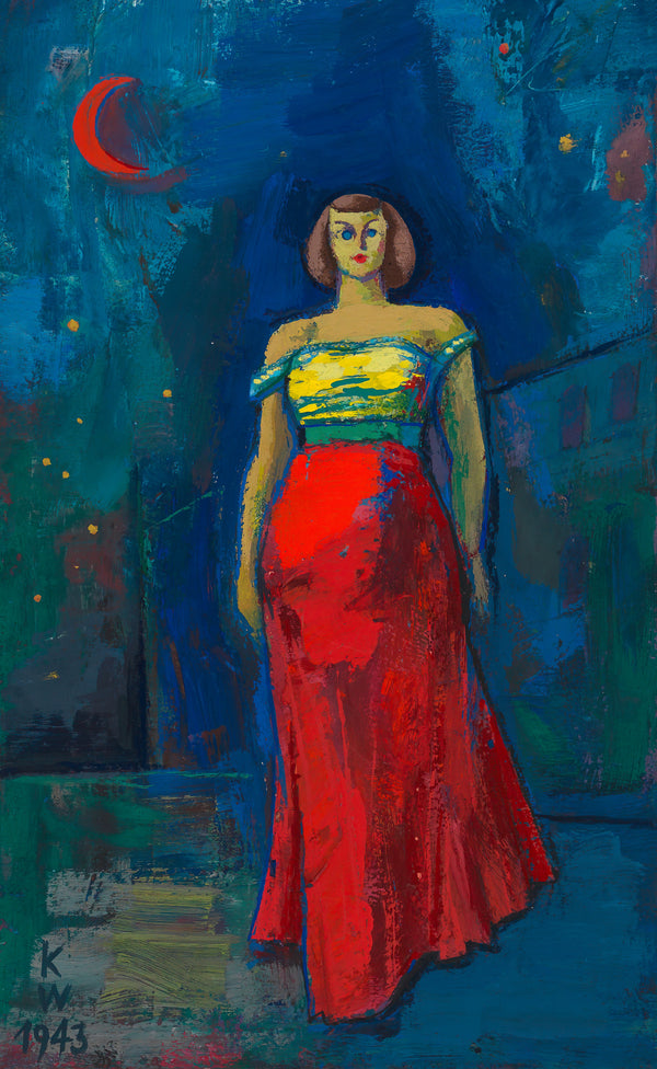 Karl Wiener — Untitled (Woman in a Yellow and Red Dress) | Expressionist Art Print