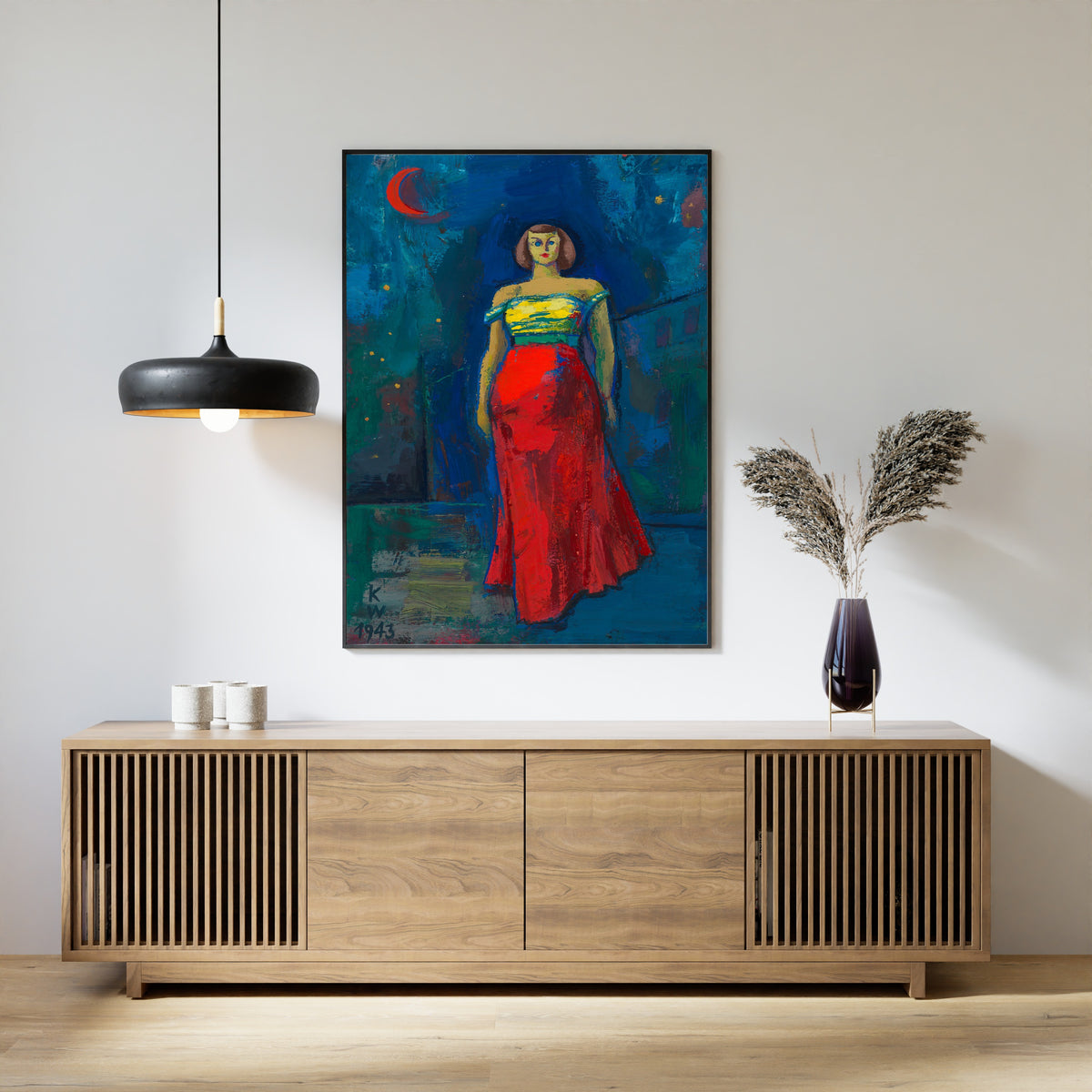 Karl Wiener — Untitled (Woman in a Yellow and Red Dress) | Expressionist Art Print