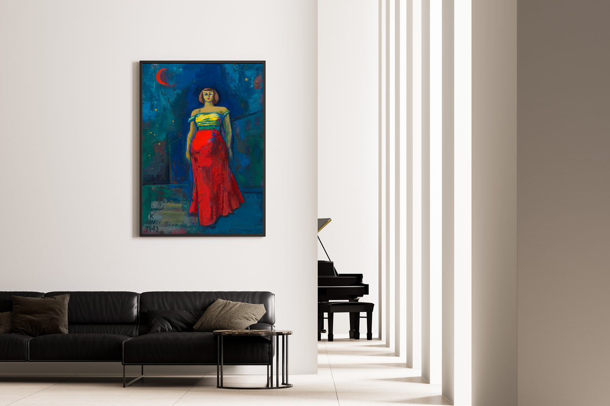 Karl Wiener — Untitled (Woman in a Yellow and Red Dress) | Expressionist Art Print