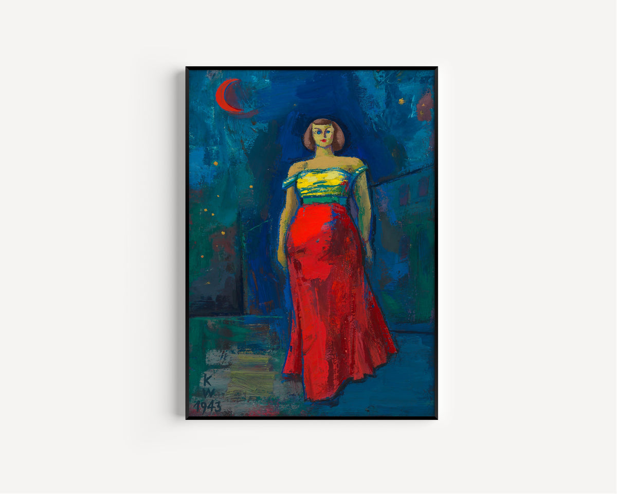 Karl Wiener — Untitled (Woman in a Yellow and Red Dress) | Expressionist Art Print