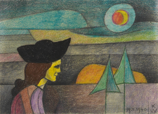 Karl Wiener — Untitled (Woman with a Black Hat) | Expressionist Art Print
