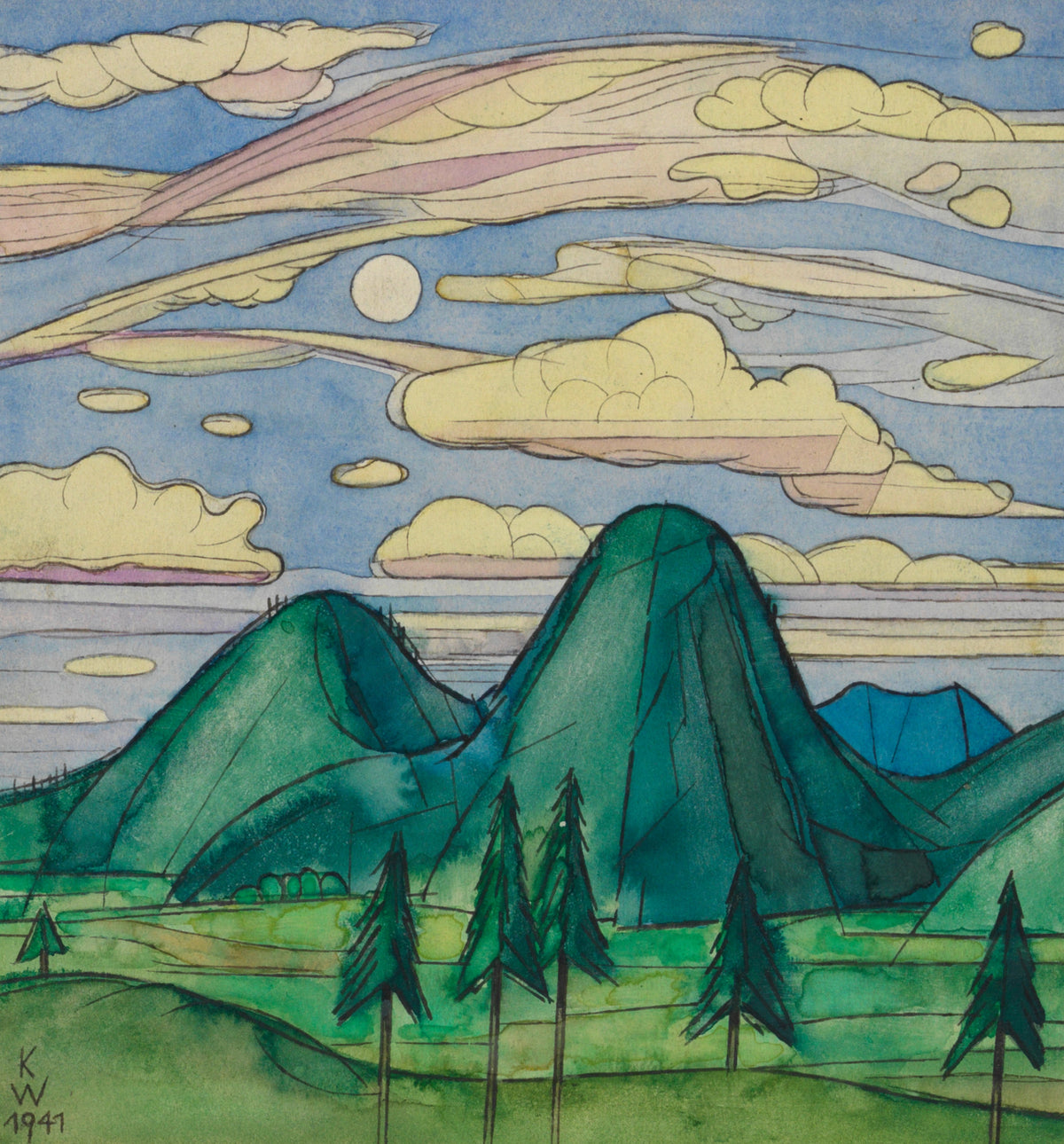 Karl Wiener — Untitled (from The 150 Sheets, No. 25) | Modernist Landscape Print