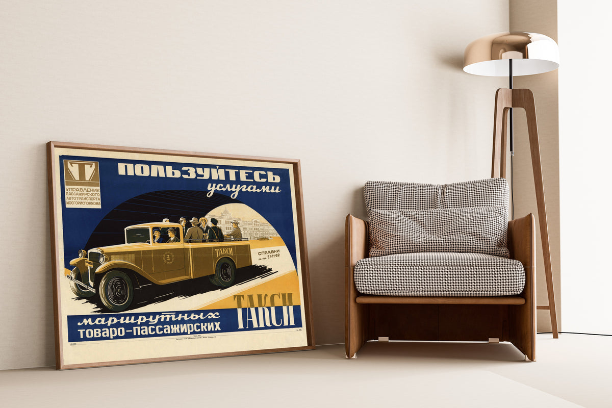Use the Route Taxis | Vintage Soviet Advertising Poster Print
