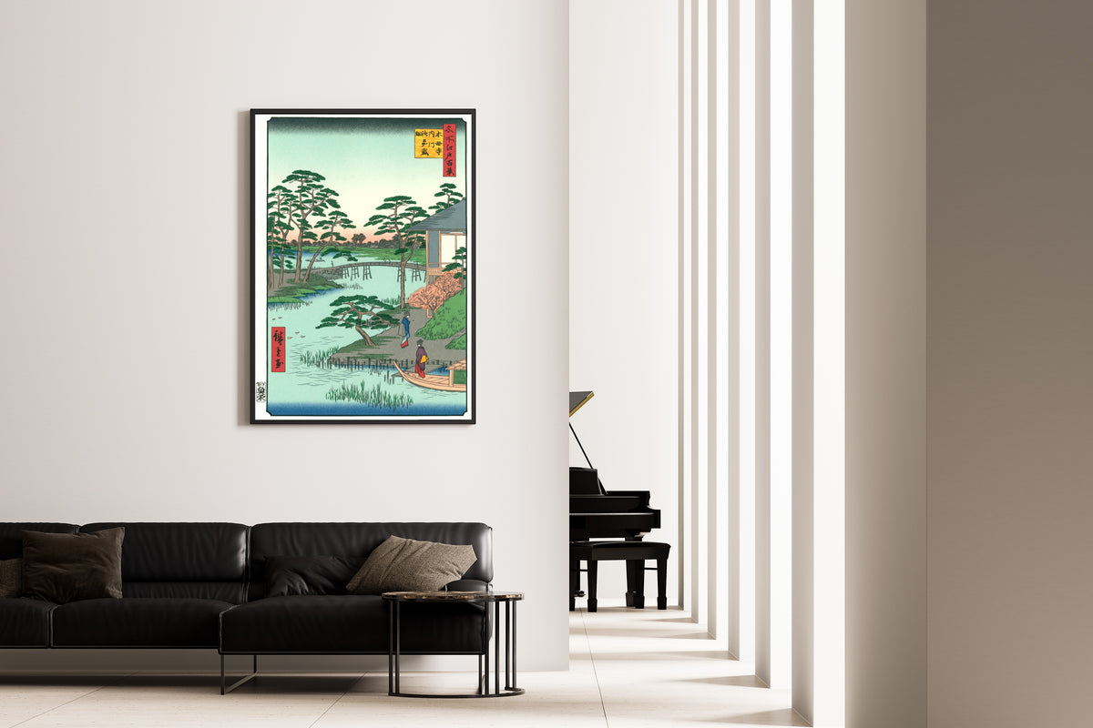 Utagawa Hiroshige — Mokuboji Temple and Vegetable Fields on Uchigawa Inlet | Japanese Woodblock Print (Ukiyo-e)