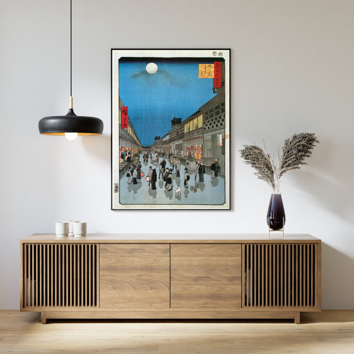 Utagawa Hiroshige — Night View of Saruwaka-machi | Japanese Woodblock Print (Ukiyo-e)
