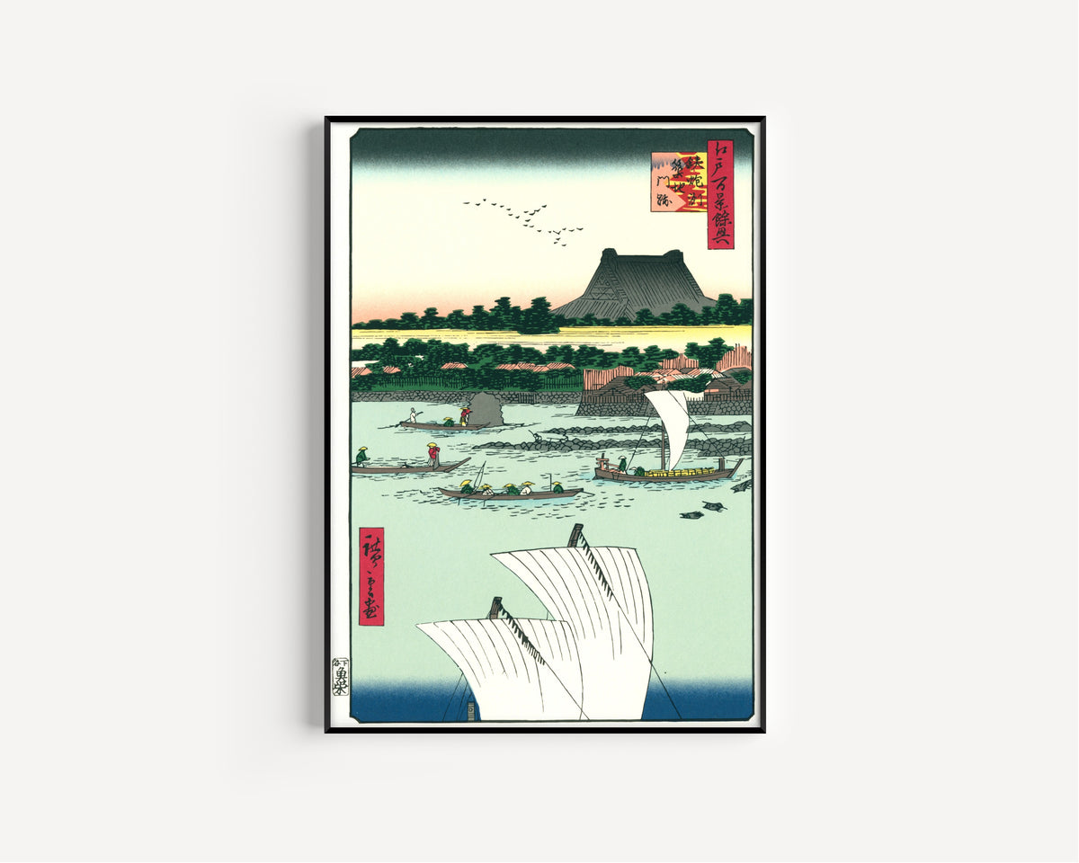 Utagawa Hiroshige — Teppōzu and Tsukiji Monzeki Temple | Japanese Woodblock Print (Ukiyo-e)