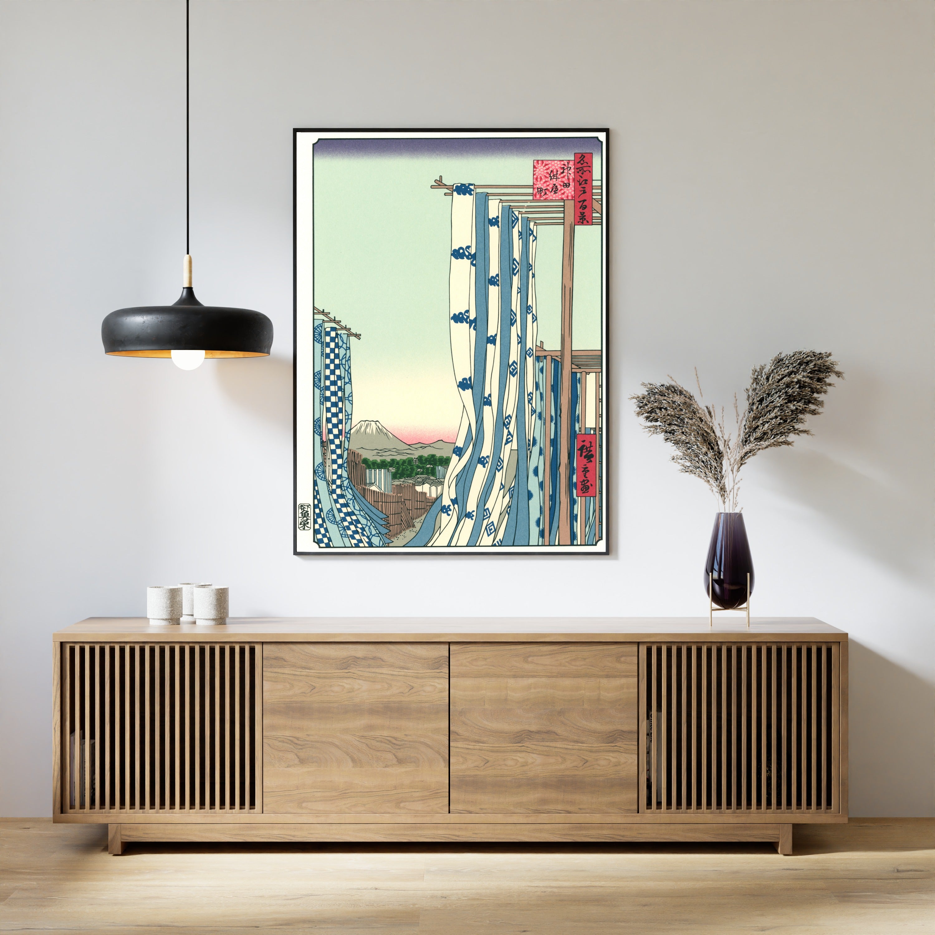 Utagawa Hiroshige — The Dyers’ Quarter in Kanda | Japanese Woodblock Print (Ukiyo-e)