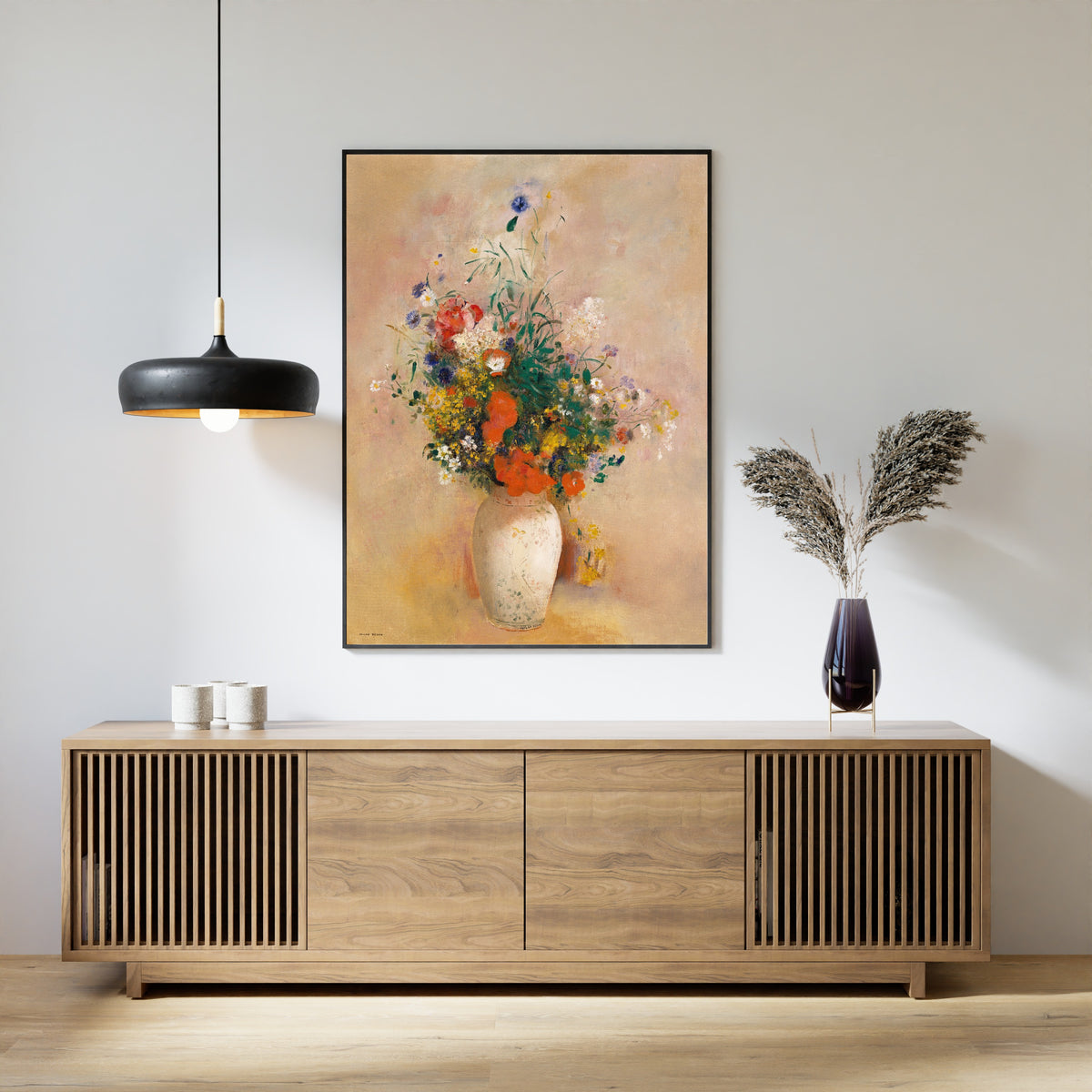Odilon Redon — Vase of Flowers (Pink Background) | Symbolist Art Print