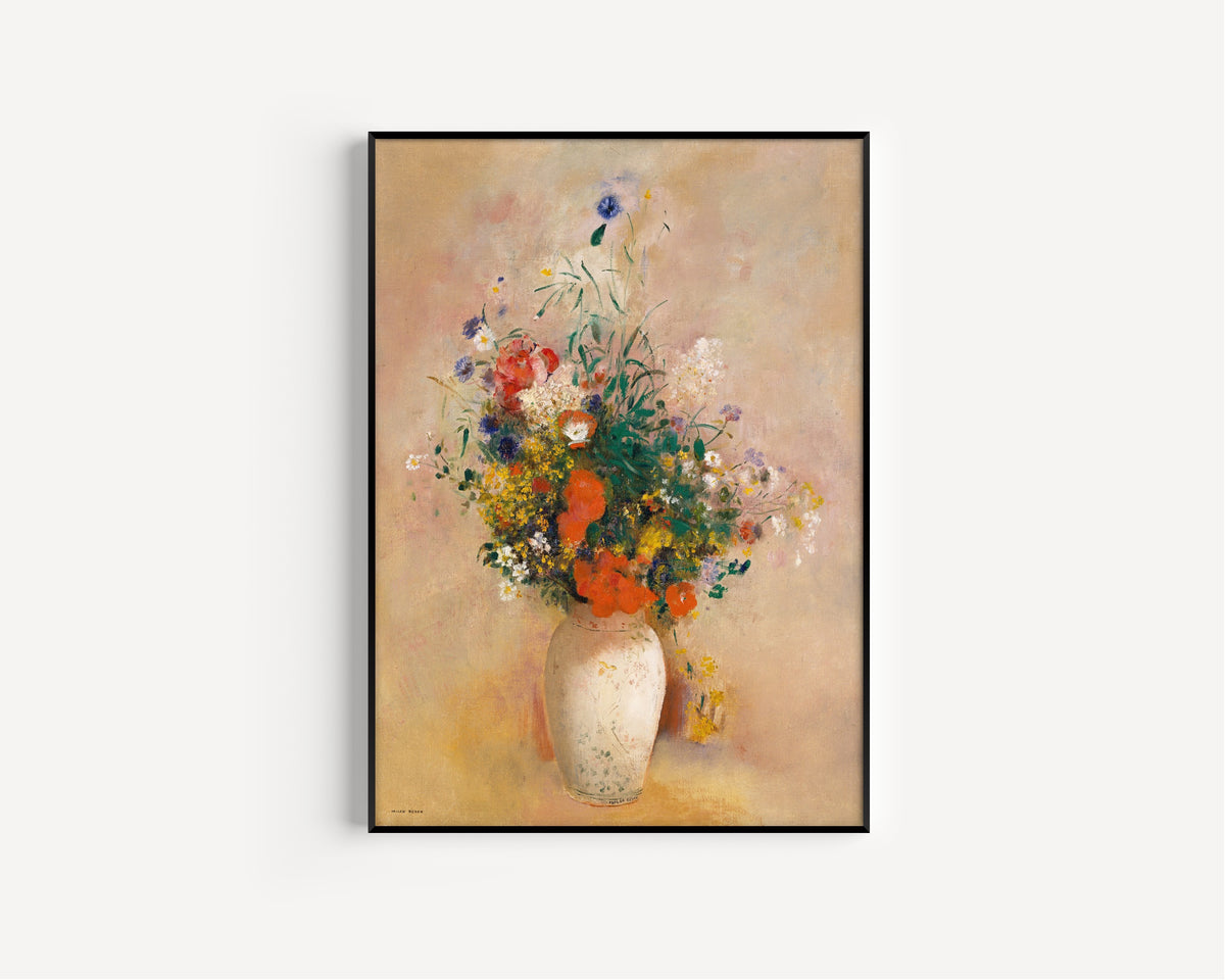 Odilon Redon — Vase of Flowers (Pink Background) | Symbolist Art Print