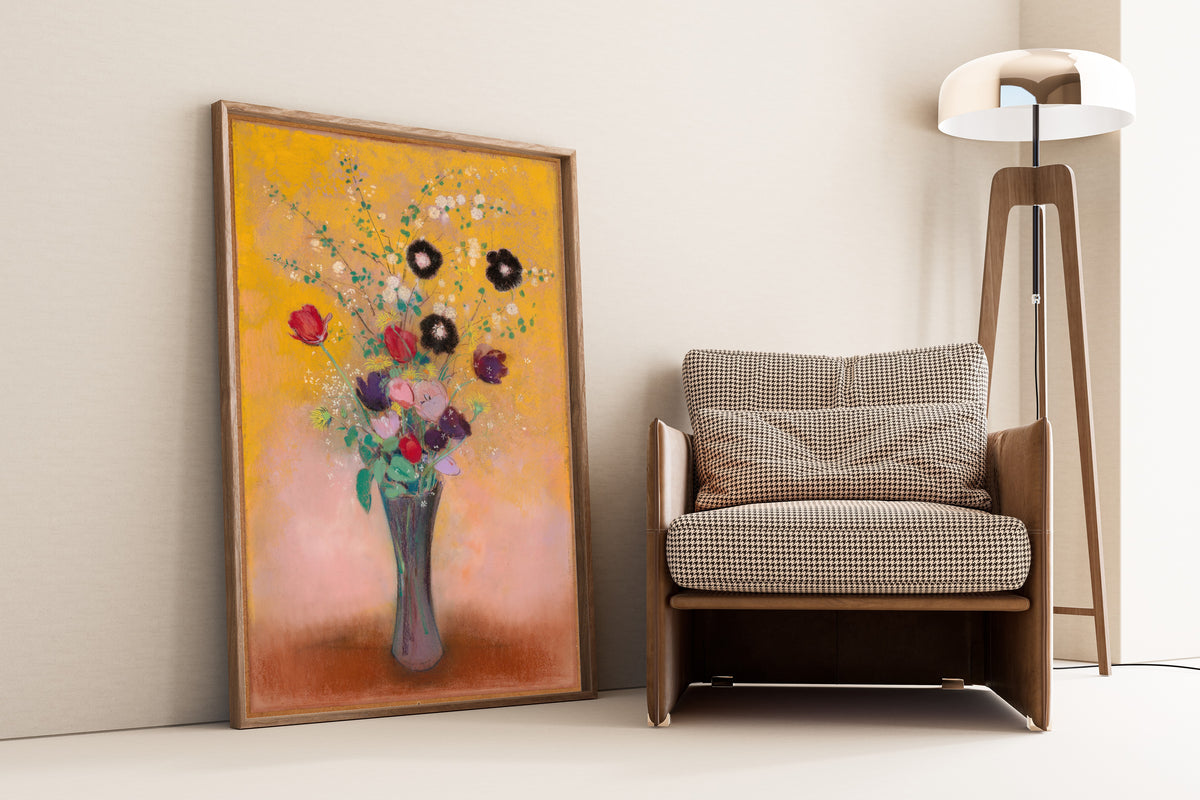 Odilon Redon — Vase of Flowers (Yellow Background) | Symbolist Art Print