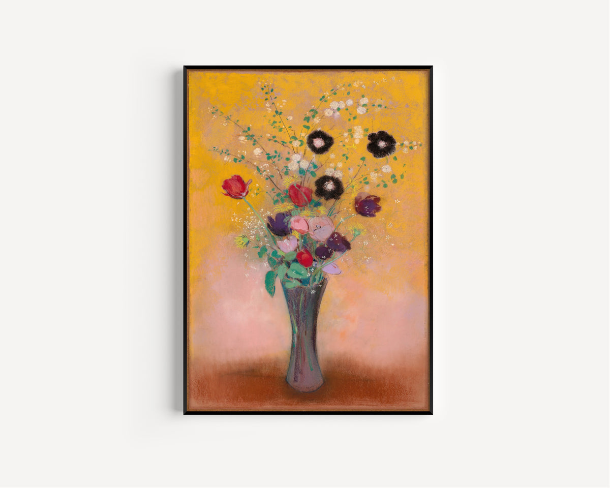 Odilon Redon — Vase of Flowers (Yellow Background) | Symbolist Art Print