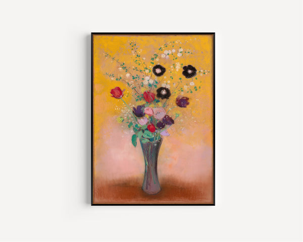 Odilon Redon — Vase of Flowers (Yellow Background) | Symbolist Art Print