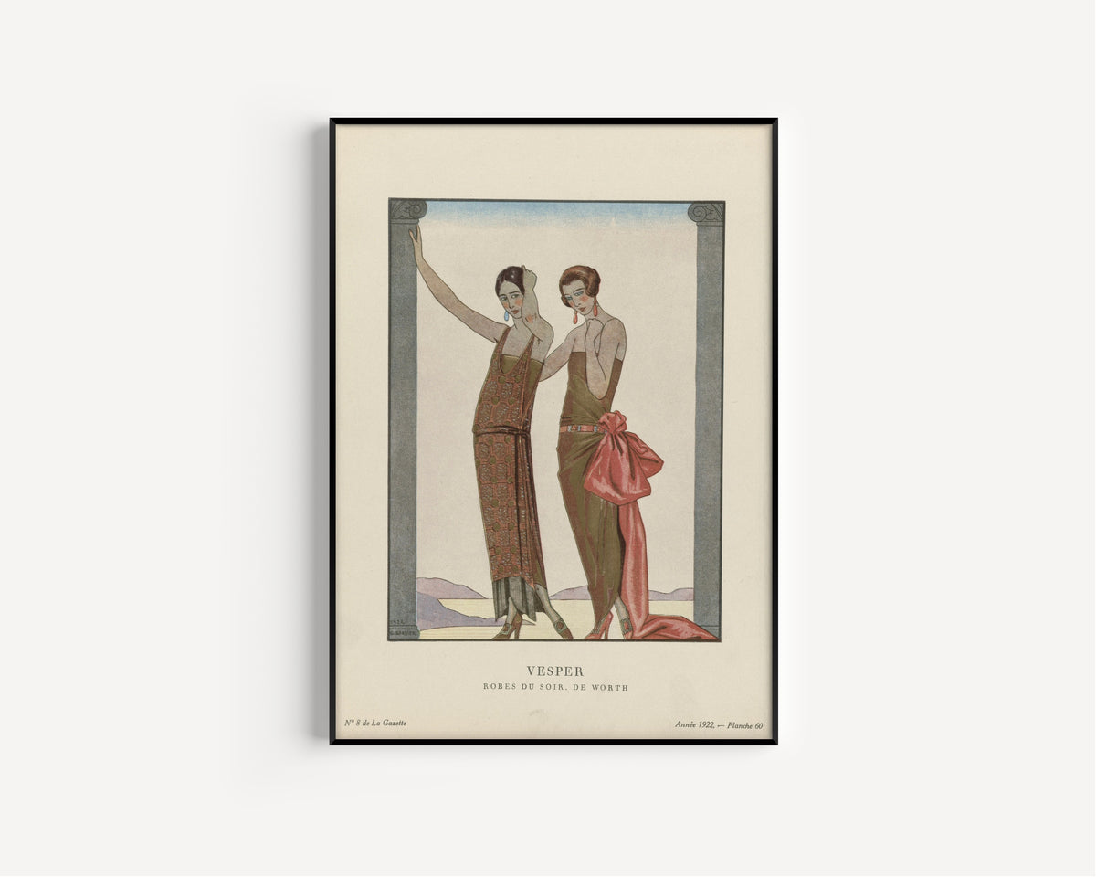 George Barbier — Vesper, robes du soir de Worth | Art Deco Fashion Print