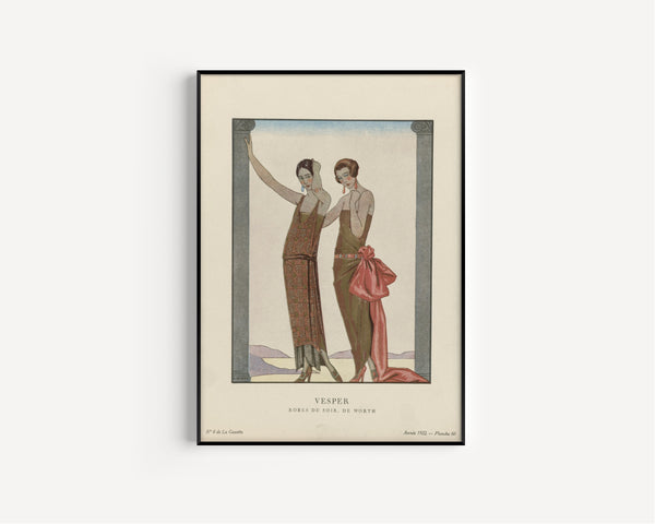 George Barbier — Vesper, robes du soir de Worth | Art Deco Fashion Print
