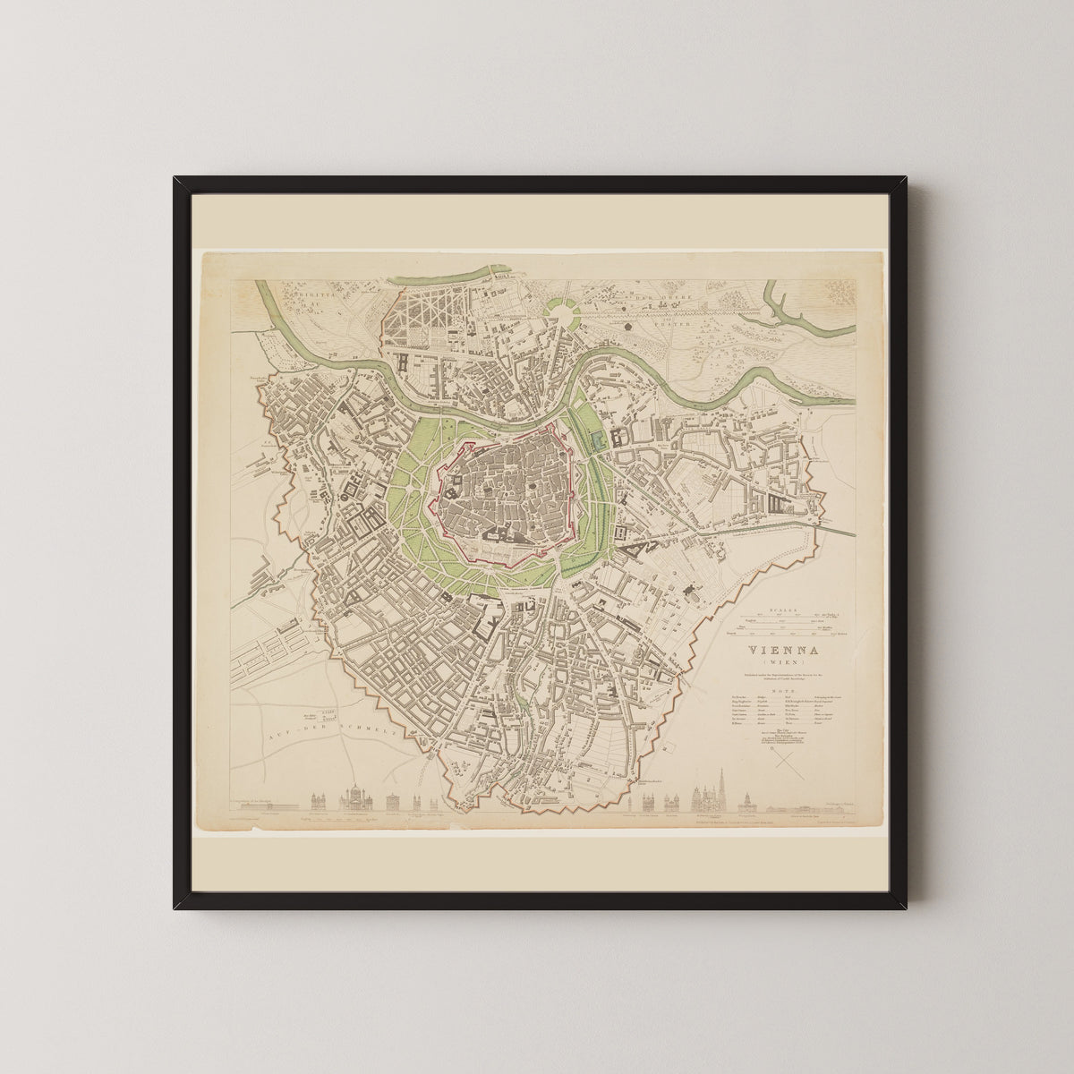 Society for the Diffusion of Useful Knowledge — Vienna | Antique City Plan Print