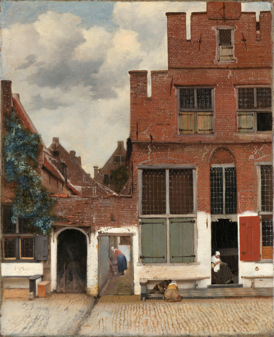 Johannes Vermeer — View of Houses in Delft, Known as ‘The Little Street’ | Fine Art Print shown to scale on a wall above a sofa