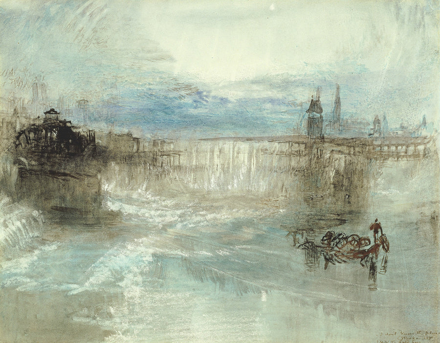 J.M.W. Turner — View of Lucerne | Landscape Fine Art Print shown to scale on a wall above a sofa