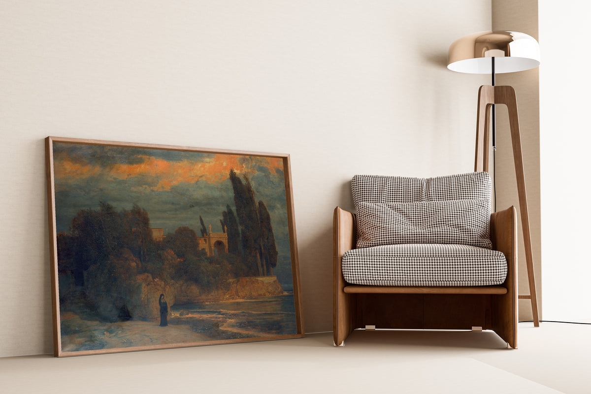 Arnold Böcklin — Villa by the Sea (Orange Clouds) | Symbolist Art Print
